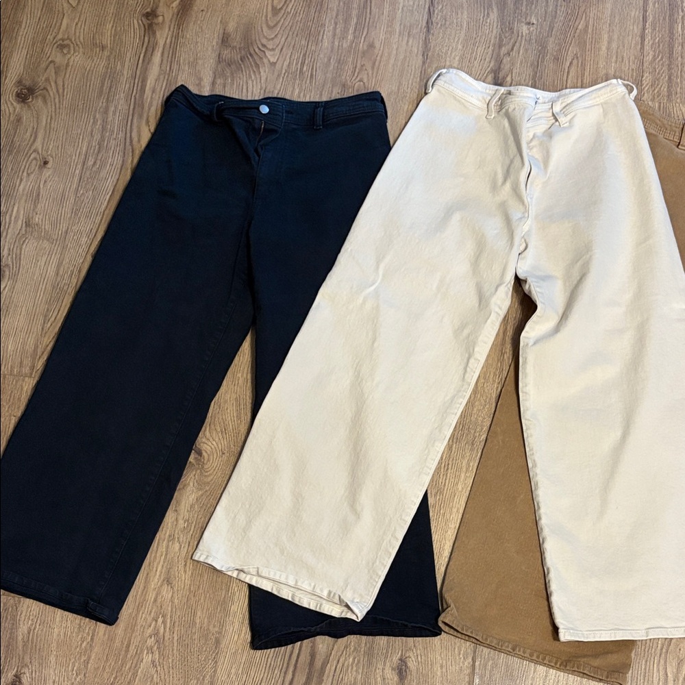 Target Sailor Wide-Leg Pants Trio in Black, Cream, and Brown! Size 10!